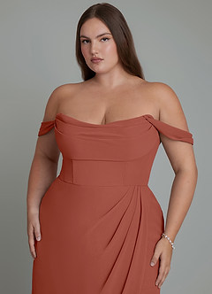 Azazie Johana Abiti da Damigella Abito Convertibile Sirena in Chiffon Spalle Scoperte Auburn image11