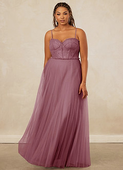 Christian Siriano Bridal for Azazie 1015 Final Sale Vintage Mauve A-Line Lace Tulle Dress image9