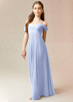 Azazie Kaitlynn Junior Ice A-Line Off the Shoulder Chiffon Dress image4