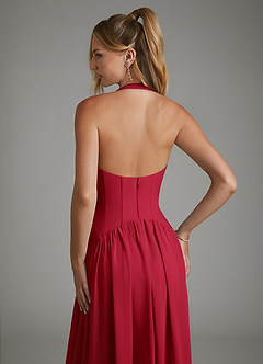 Azazie Alicia Bridesmaid Dresses Scarlet A-Line Pleated Chiffon Dress image2
