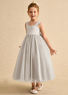 Azazie Chickadee Flower Girl Dresses Frost Ball-Gown Sweetheart Neckline Matte Satin Dress image2