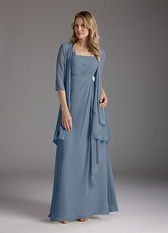 Azazie Weisz Mother of the Bride Dresses Twilight A-Line Square Neckline Pleated Chiffon Dress image3