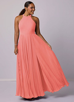 Barbie ♥ Azazie Bridesmaid Dresses Coral A-Line Pleated Chiffon Dress image9