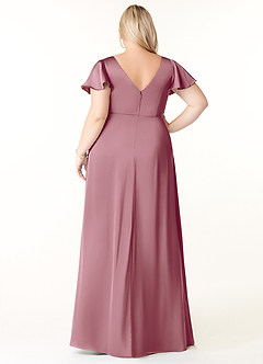 Azazie Soren Bridesmaid Dresses Vintage Mauve A-Line Pleated Stretch Satin Dress image9