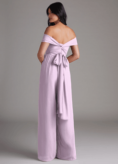 Azazie Lamara Robes de demoiselle d'honneur Combinaison Convertible en Mousseline de soie Épaule décolletée Frostiges Flieder image5