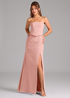 Azazie Jenine Bridesmaid Dresses Rosette Mermaid Strapless Chiffon Dress image1