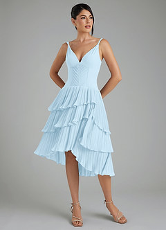 Azazie Rosa Bridesmaid Dresses Sky Blue A-Line Pleated Chiffon Dress image5