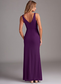 Azazie Leandra Bridesmaid Dresses Grape Mermaid V-Neck Pleated Mesh Dress image2