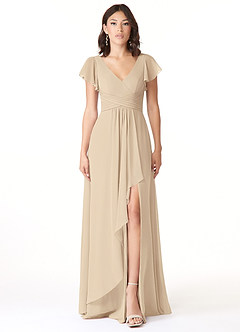 Azazie Omari Bridesmaid Dresses Champagne A-Line Chiffon Dress image1