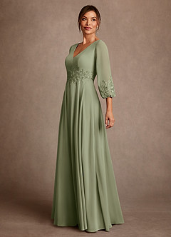 Azazie Yorba Kleider für die Brautmutter A-Linie Spitze Chiffon Kleid Pistazie image4