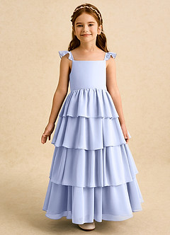 Azazie Boba Blumenmädchenkleider A-Linie Rechteckiger Ausschnitt Chiffon Kleid Eis image5