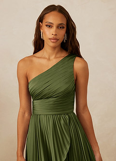 Christian Siriano Bridal for Azazie 1008 Brautjungfernkleider A-Linie One-Shoulder Stretch-Satin Kleid Olivgrün image8