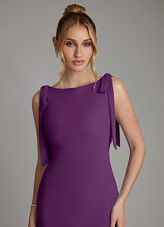 Azazie Luddie Bridesmaid Dresses Grape Mermaid Bow Chiffon Dress image3
