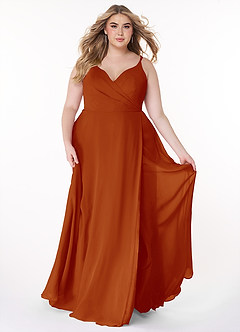 Azazie Lennon Bridesmaid Dresses Paprika A-Line Lace Chiffon Dress image7