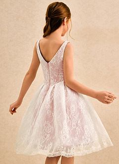 Azazie Cubbie Girls Formal Flower Girl Dresses Rosette A-Line Lace Dress image2