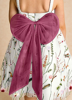 Azazie Peppa Robe Demoiselle D'honneur Fillette Robe Trapèze en Tulle Encolure en Forme de Cœur Ivoire Mûre image6