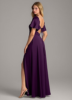 Azazie Chloe Robes de demoiselle d'honneur Robe Trapèze en Satin extensible Encolure en Forme de Cœur Grain De Raisin image2