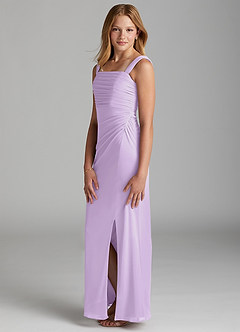 Azazie Jesaphine Junior Lilac Sheath Pleated Mesh Dress image5