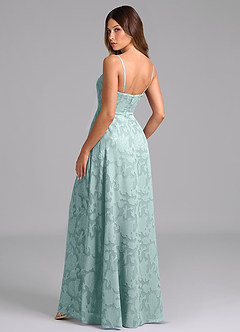 Azazie Wren Robes de demoiselle d'honneur Robe Trapèze en Blumen-Burnout Sans bretelles Brume image4