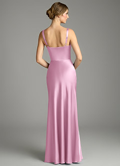 Azazie Alouette Bridesmaid Dresses Candy Pink Mermaid Pleated Stretch Satin Dress image2