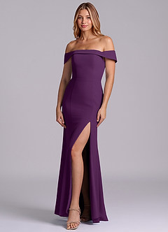 Azazie Luciana Bridesmaid Dresses Grape Sheath Off the Shoulder Chiffon Convertible Dress image3