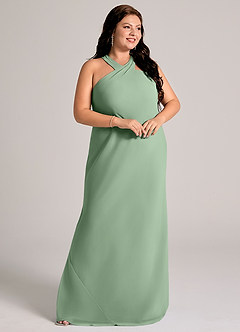 Azazie Doretta Bridesmaid Dresses Matcha Mermaid Pleated Chiffon Dress image5