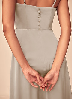 Azazie Dottie Bridesmaid Dresses Frost A-Line Stretch Satin Dress image7