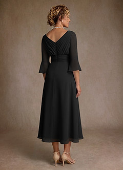 Azazie Aerynne Mother of the Bride Dresses Black A-Line Pleated Chiffon Dress image2