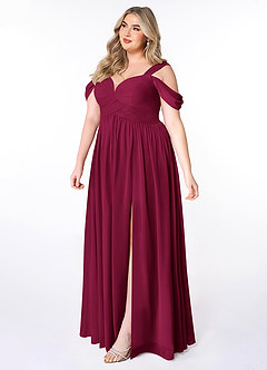 Azazie Lianne Bridesmaid Dresses Burgundy A-Line Off the Shoulder Chiffon Dress image9