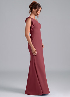 Azazie Rinna Bridesmaid Dresses Merlot Mermaid One Shoulder Chiffon Dress image5