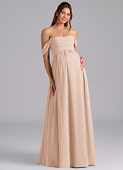 Azazie Saige Abiti da damigella d'onore premaman Abito A-Line Plissettato Chiffon Floor-Length image3