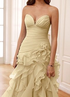 Christabelle Gold Corset Rhinestone Sheer Lace Prom Dress image6