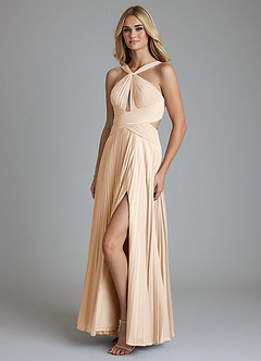 Azazie Hosanna Bridesmaid Dresses White Alabaster A-Line Pleated Chiffon Dress image5