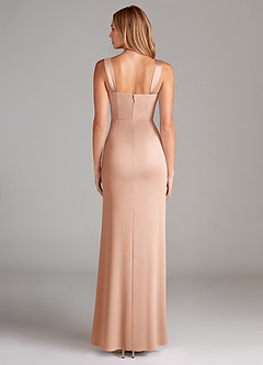 Azazie Denice Brautjungfernkleider A-Linie Plissee Stretch-Satin Kleid Roségold image2