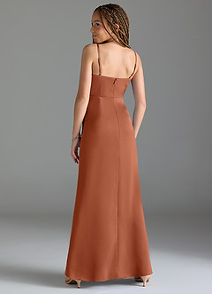 Azazie Maci Junior Cedar Rose Mermaid Pleated Stretch Satin Dress image5