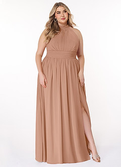 Azazie Iman Abiti da Damigella Abito A-Line in Chiffon A-Line con Increspature Champagne Rosa image11