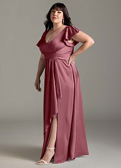 Azazie Omari Bridesmaid Dresses Desert Rose A-Line Stretch Satin Dress image12