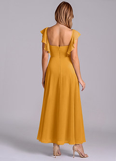 Azazie Leilani Bridesmaid Dresses Butterscotch A-Line Ruched Chiffon Dress image2