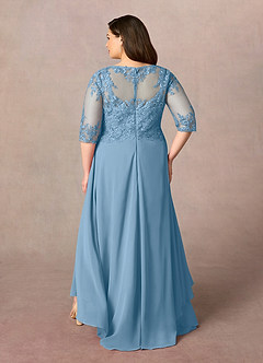 Azazie Monza Kleider für die Brautmutter A-Linie Spitze Chiffon Kleid Stahlblau image9