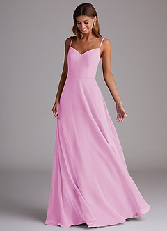 Azazie Marley Bridesmaid Dresses Candy Pink A-Line Off the Shoulder Chiffon Convertible Dress image5