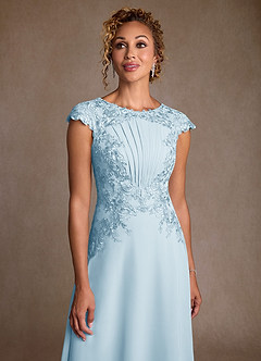 Azazie Christi vestidos de madre de la novia Vestido de Azul Cielo de Gasa de Corte en A con Encaje image5
