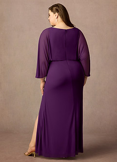 Azazie Ysabella Mother of the Bride Dresses Grape Mermaid Pleated Mesh Dress image7
