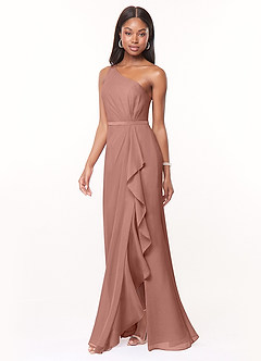 Azazie Liza Bridesmaid Dresses Cedar Rose Mermaid One Shoulder Chiffon Dress image1