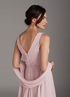 Azazie Kris Mère de la mariée Robes Robe Trapèze en Mousseline de soie Paillettes Rose Pâle image5