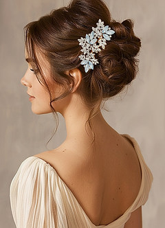 front Crystal Pearl Floral Comb