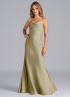 Azazie Seema Bridesmaid Dresses Moss Green Mermaid Corset Stretch Satin Dress image5
