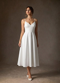 Azazie Xena Wedding Dresses Diamond White Cocoa A-Line Stretch Crepe Dress image3