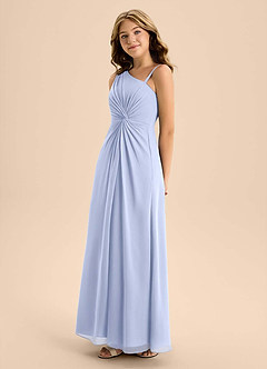 Azazie Brooke Junior Ice A-Line Side Slit Chiffon Dress image6