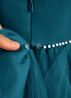 Azazie Tinie Flower Girl Dresses Ink Blue Ball-Gown Bow Tulle Dress image8