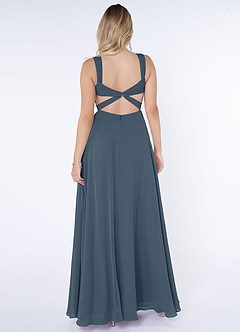 Azazie Nahrin Bridesmaid Dresses Neptune A-Line V-Neck Pleated Chiffon Dress image2